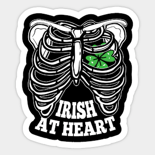 Irish Skeleton Irish At Heart St Patricks Day Shamrock Sticker